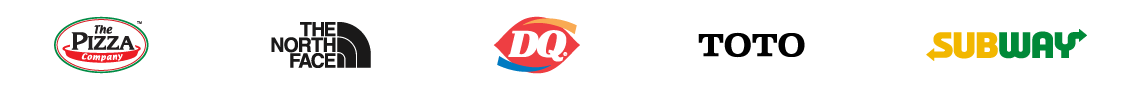 Nimbly Client The Pizza Company, The North Face, Dairy Queen, TOTO, Subway