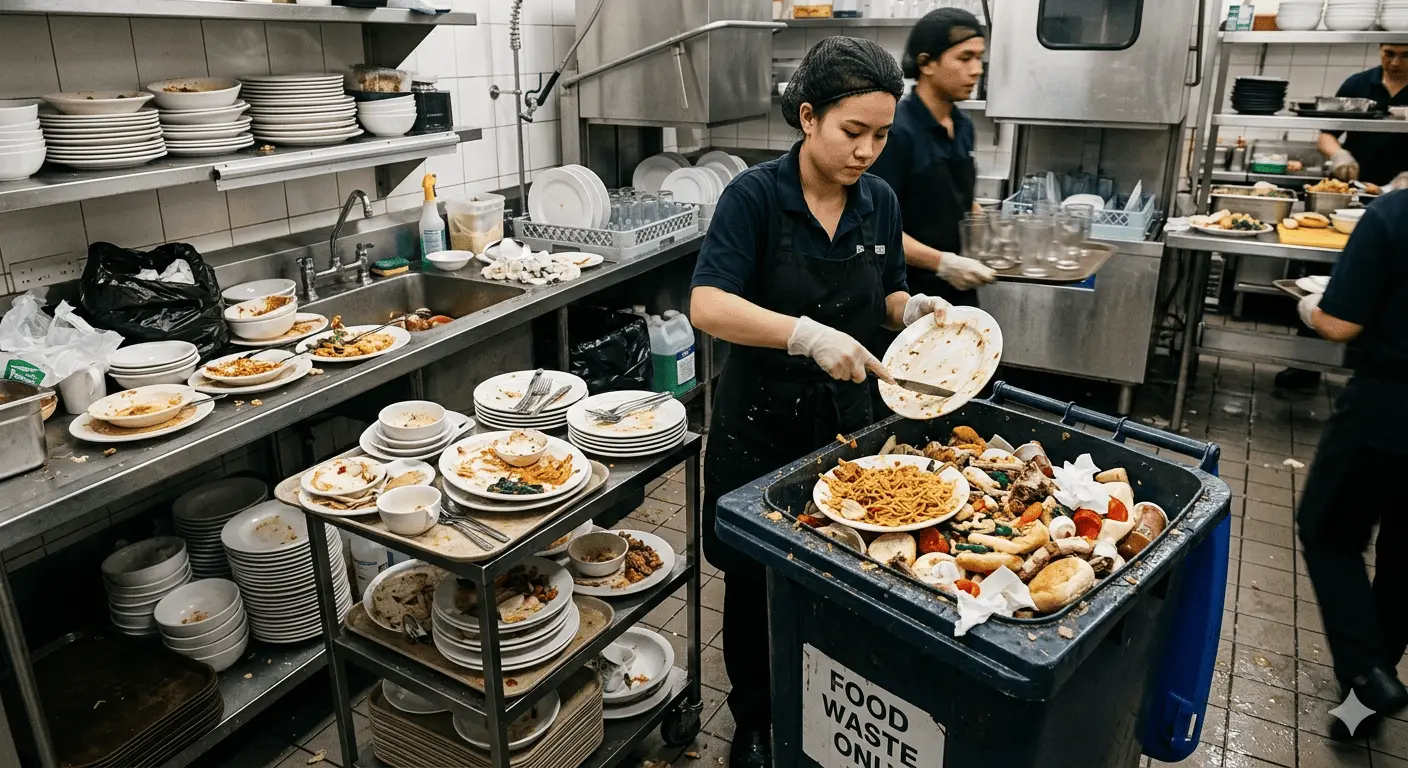 Food waste management in restaurant kitchen